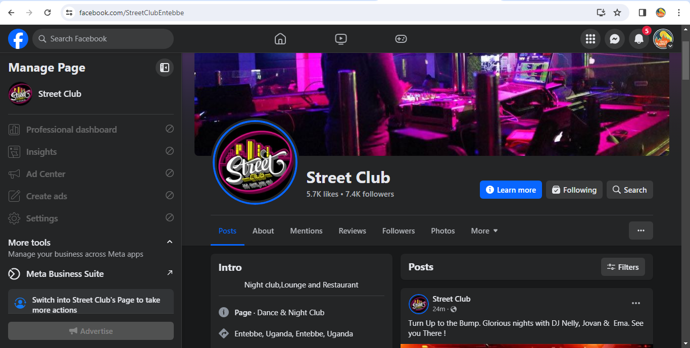 Street club fb screenshot